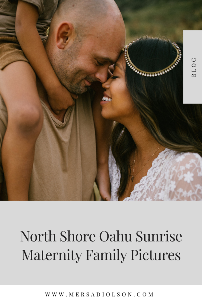 North Shore Oahu Sunrise Maternity Family Pictures by Mersadi Olson. Includes family portrait posing inspiration and maternity shoot inspiration. #maternityinspiration #familyportrait #portraitposing