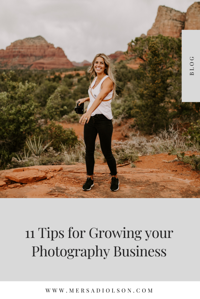 11 tips for growing your photography business by Mersadi Olson Photography. This blog post includes tips to help you grow your photography business and book clients. Book your Hawaii elopement and browse the blog for more inspiration #photography #weddingphotographer #tipsforphotographers #photographybusiness #Hawaiiweddingphotographer